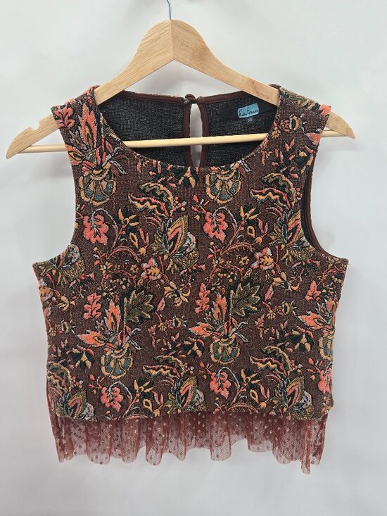 Anthropologie Tops - Anthropologie Eva Franco Boho Jacquard Cropped Sleeveless Top Size XS